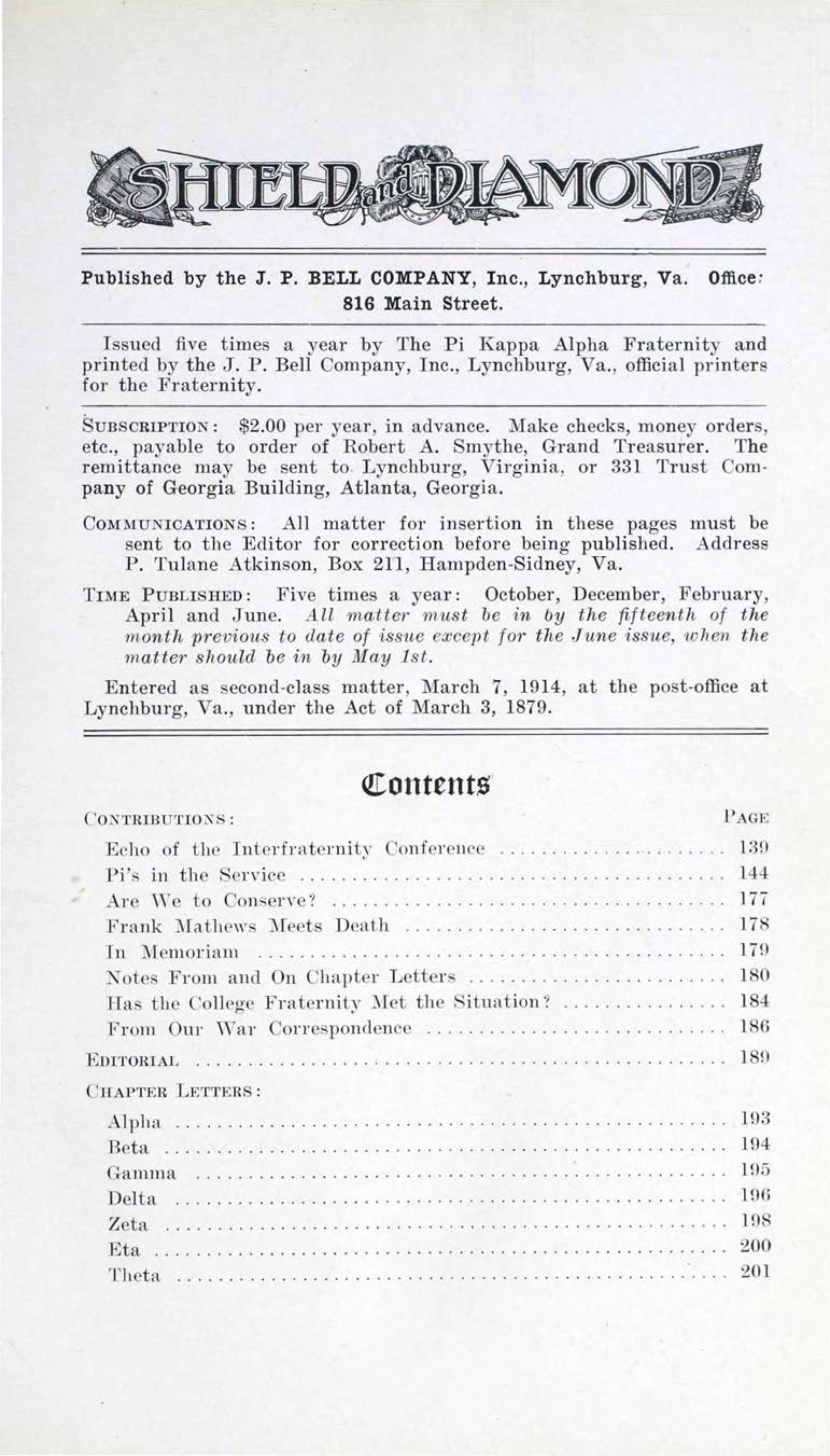 Shield and Diamond, Vol. 27, No. 2, December 1917